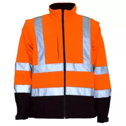 Ocean 2-i-1 Softshelljacke, Hi-vis Orange/Marine, Herren